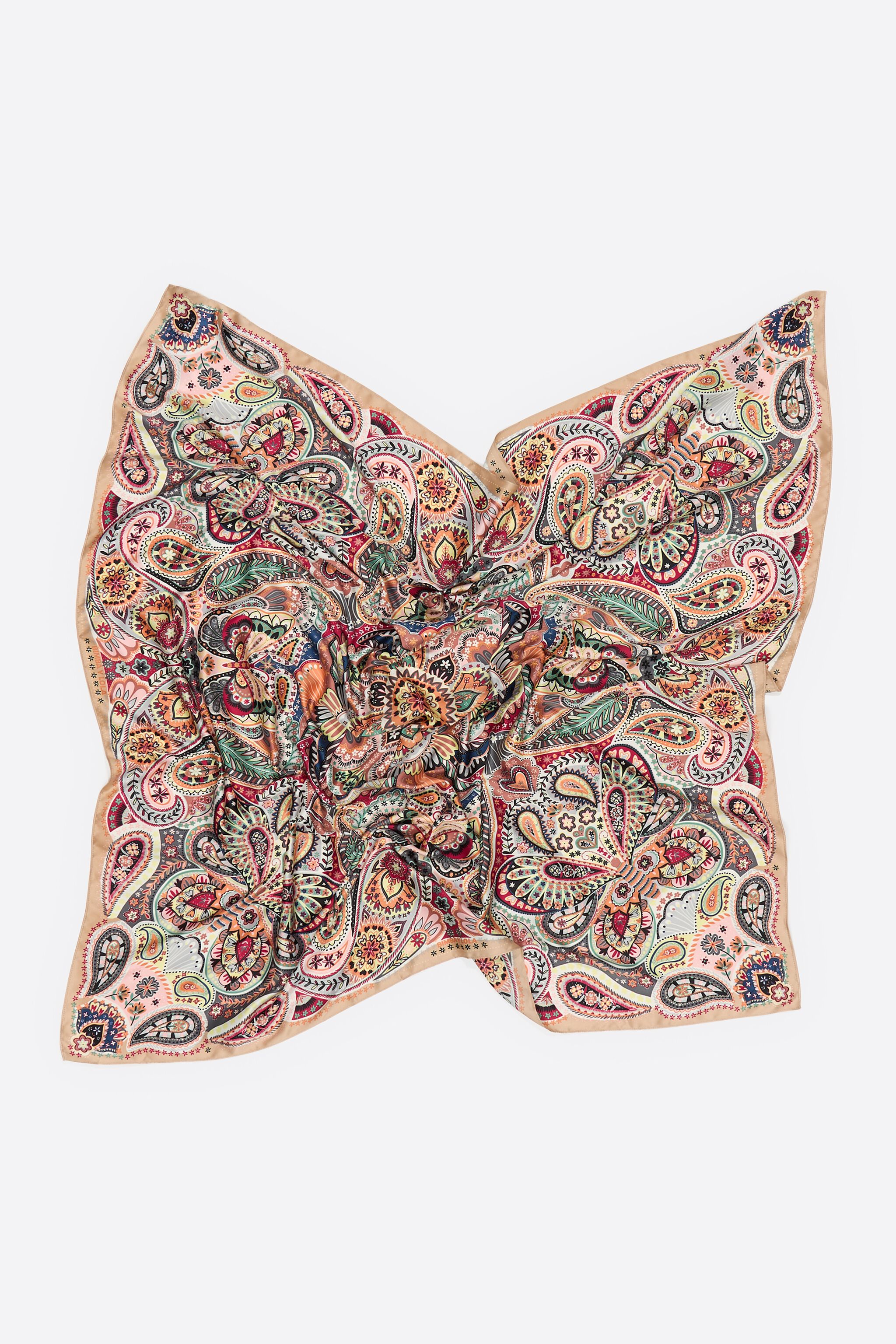 Fuchsia paisley and butterflies scarf