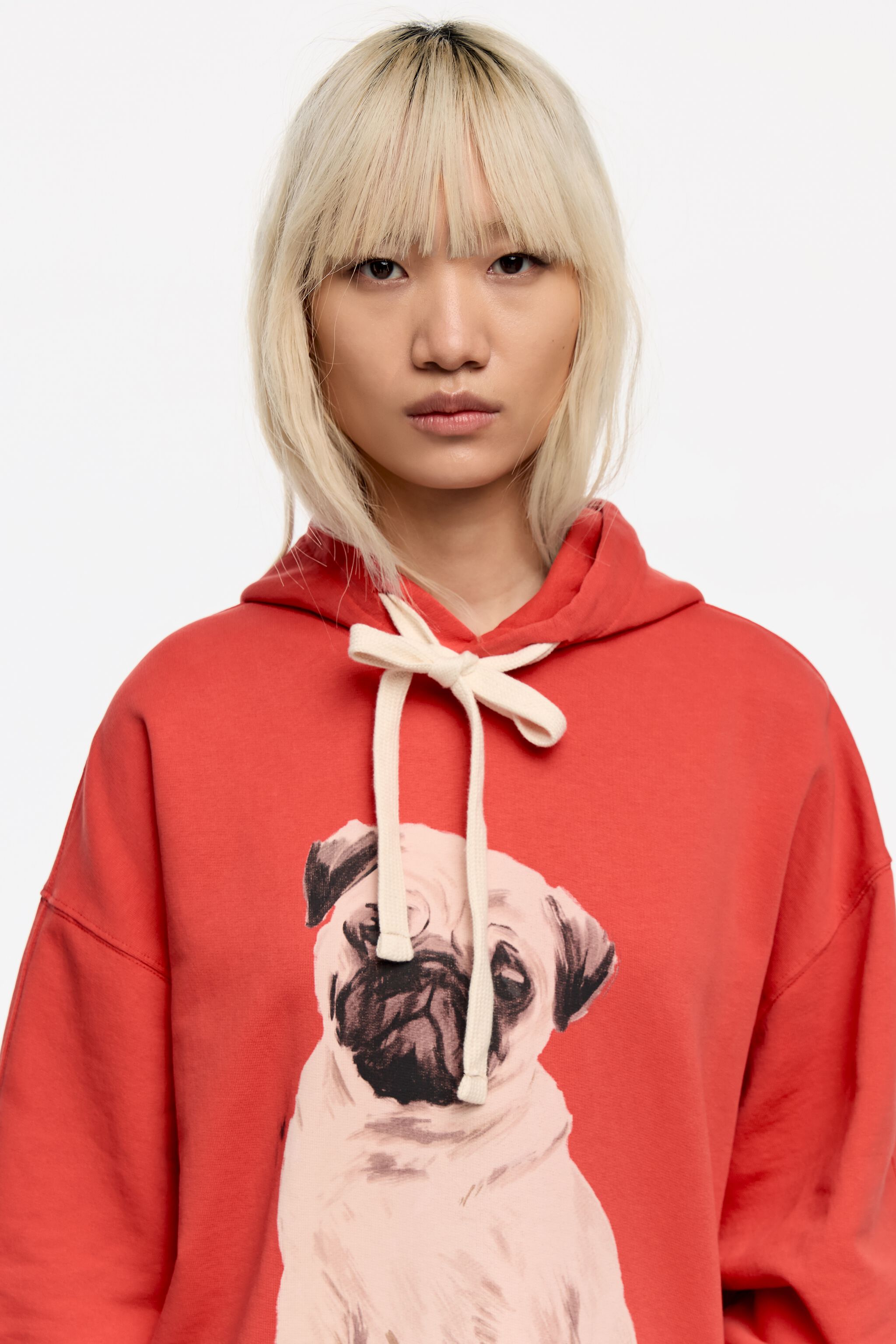 Red pug logo hoodie