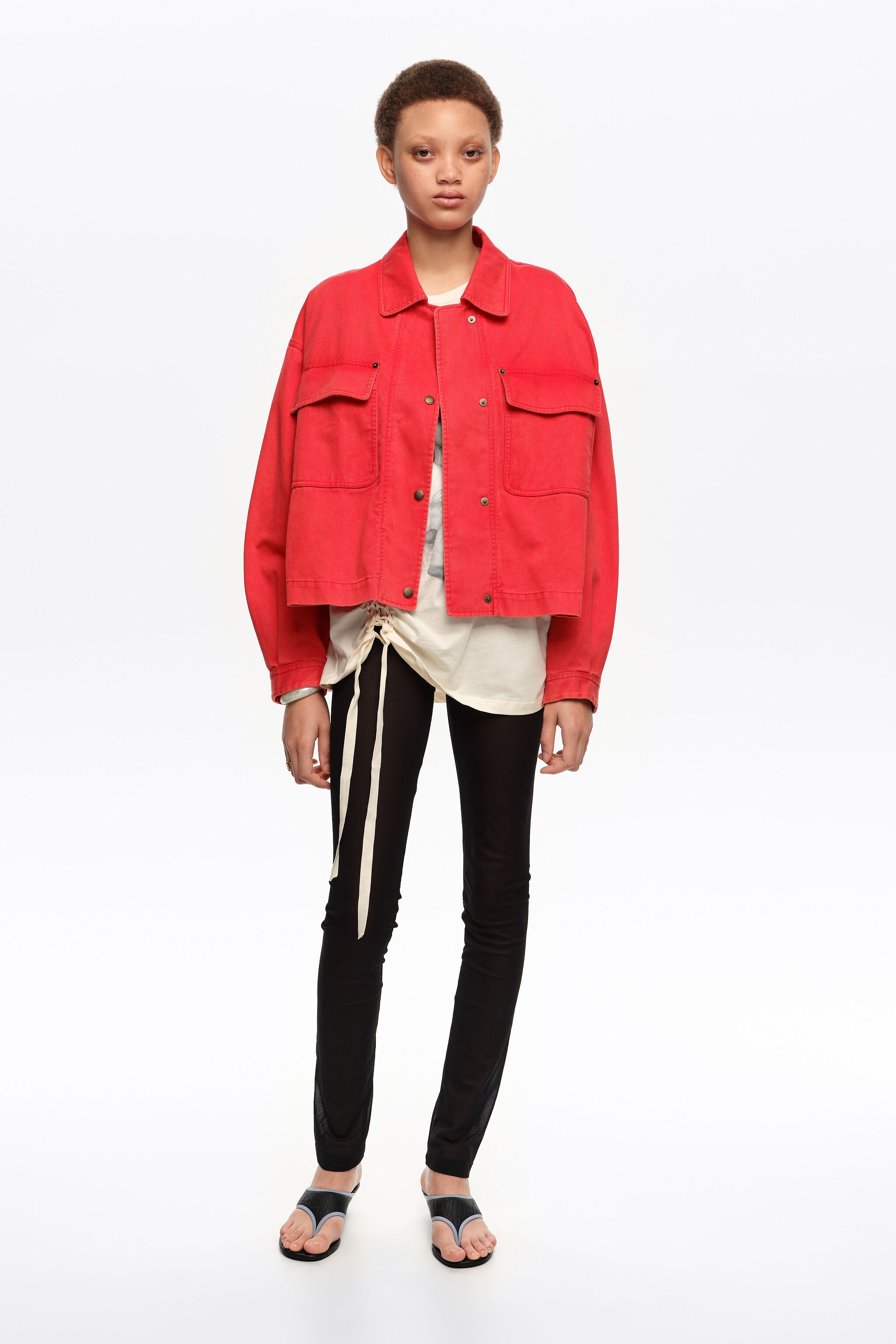Short faded red cotton jacket