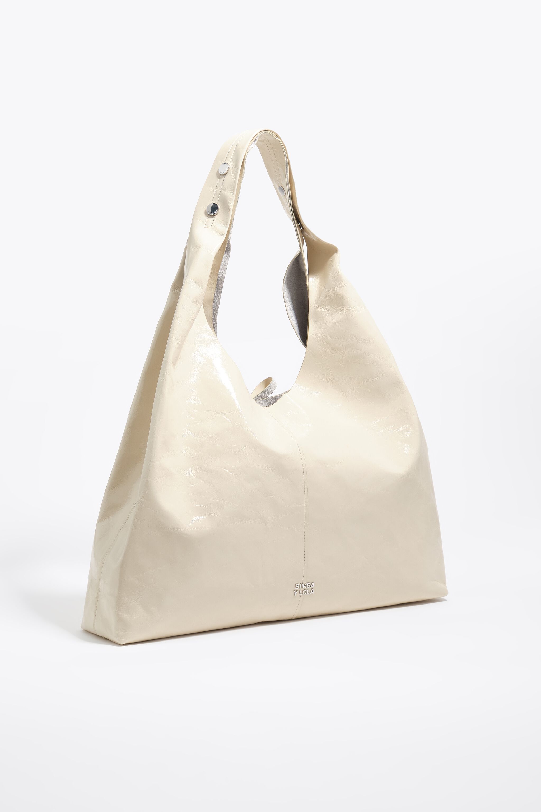 Cream shiny leather maxi Bikini Paper bag