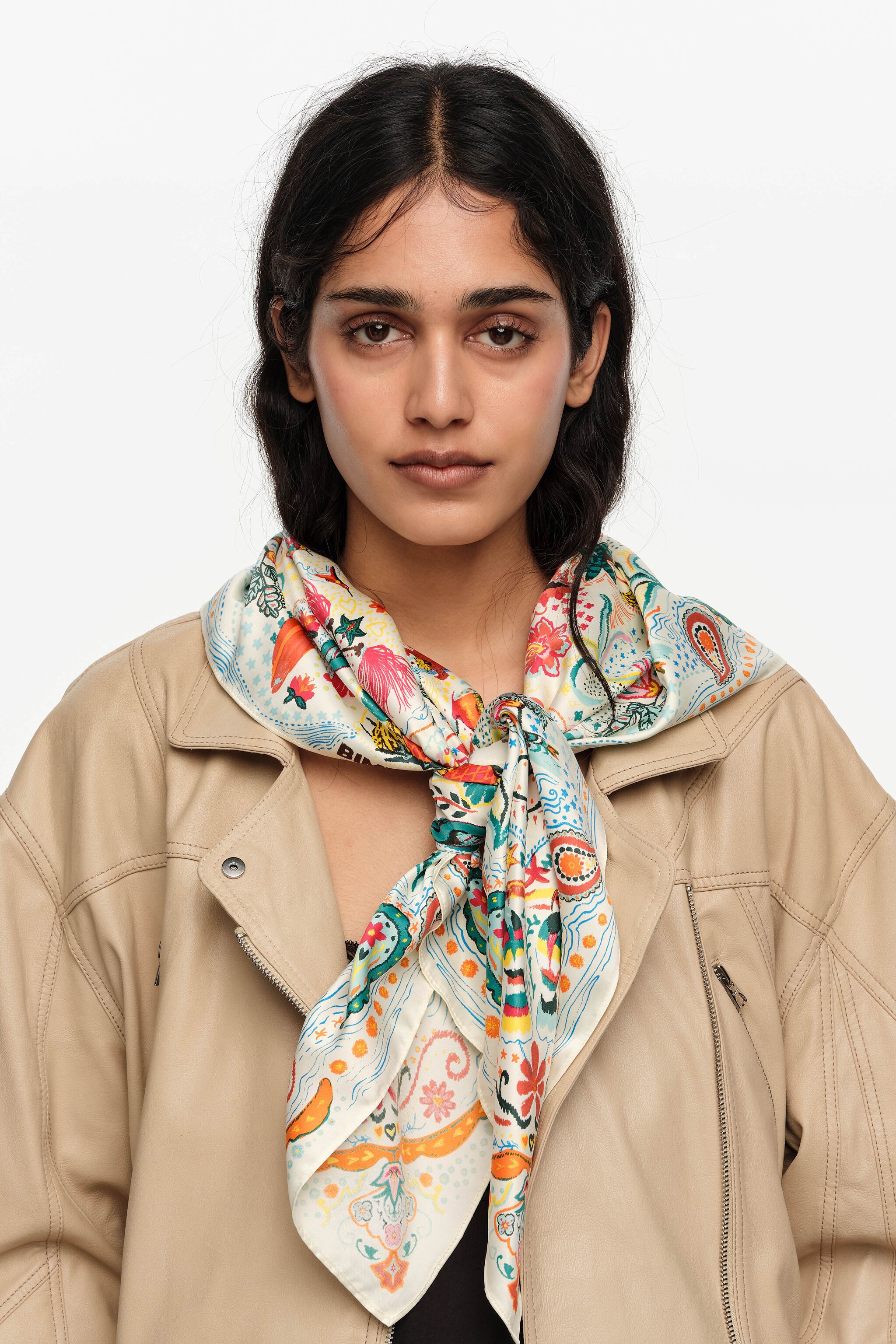 White tropical birds scarf
