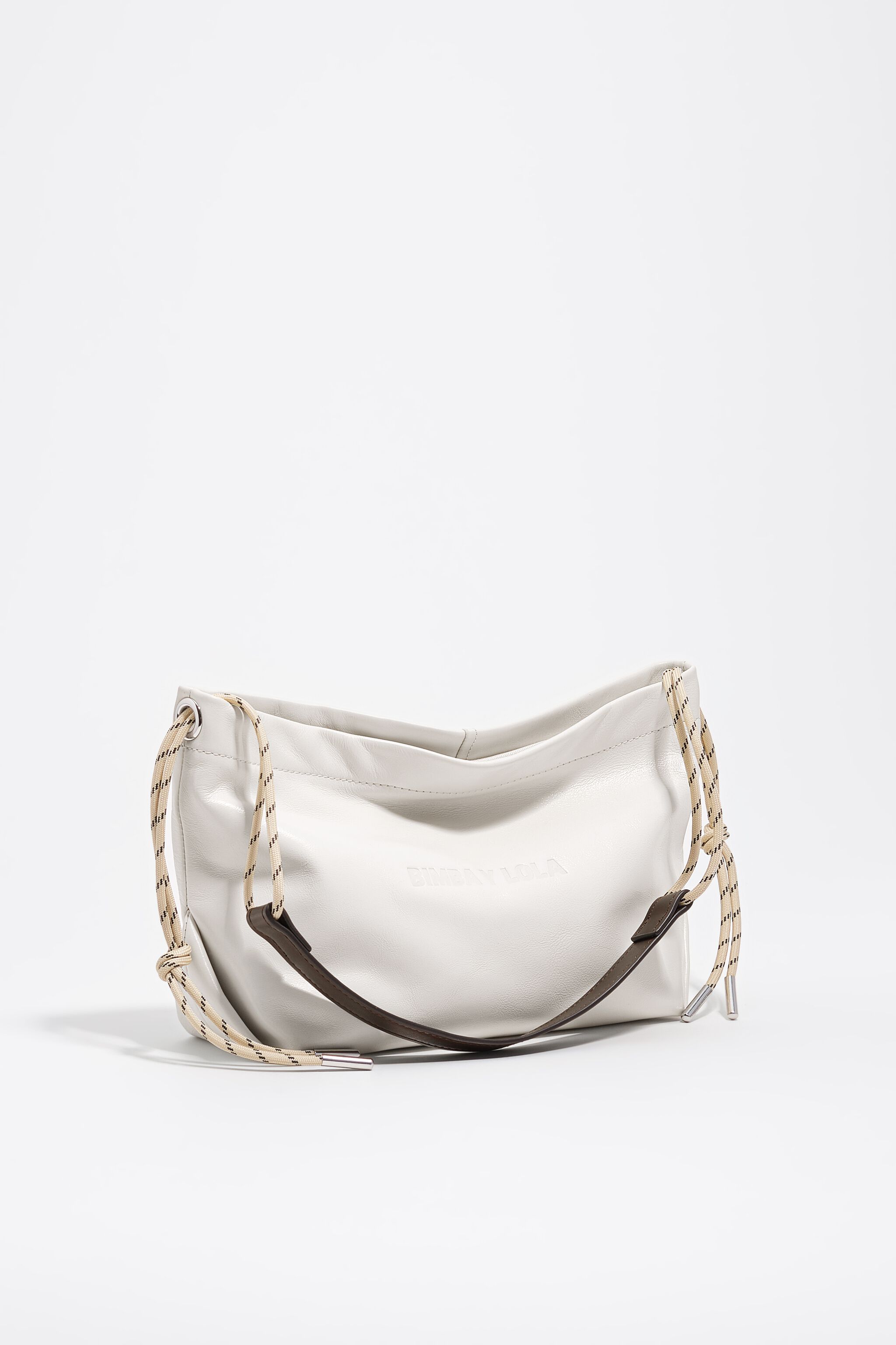 Medium off-white leather shoulder bag