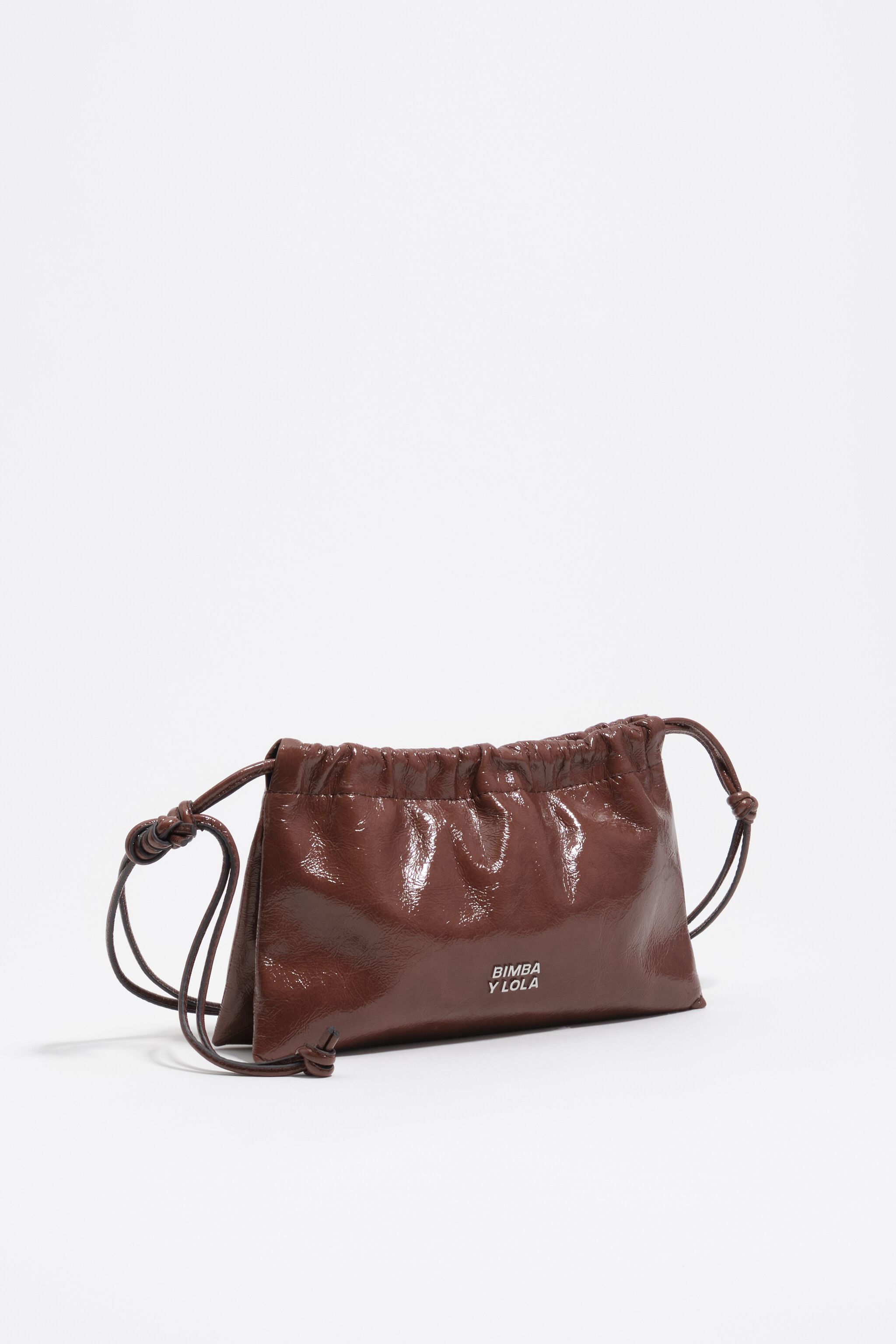 Mocha shiny leather mini bag