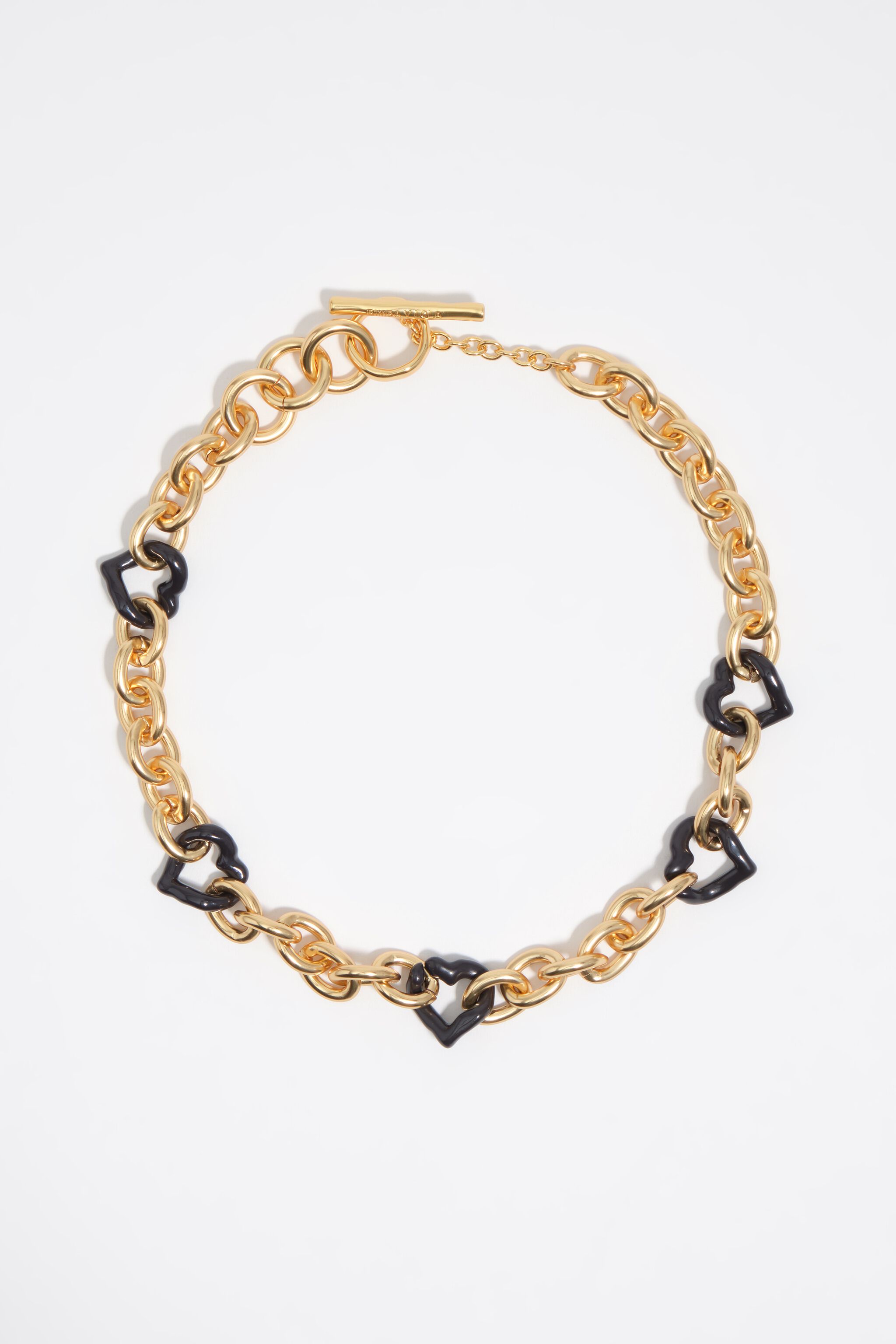 Heart necklace with gold texture and brown enamel
