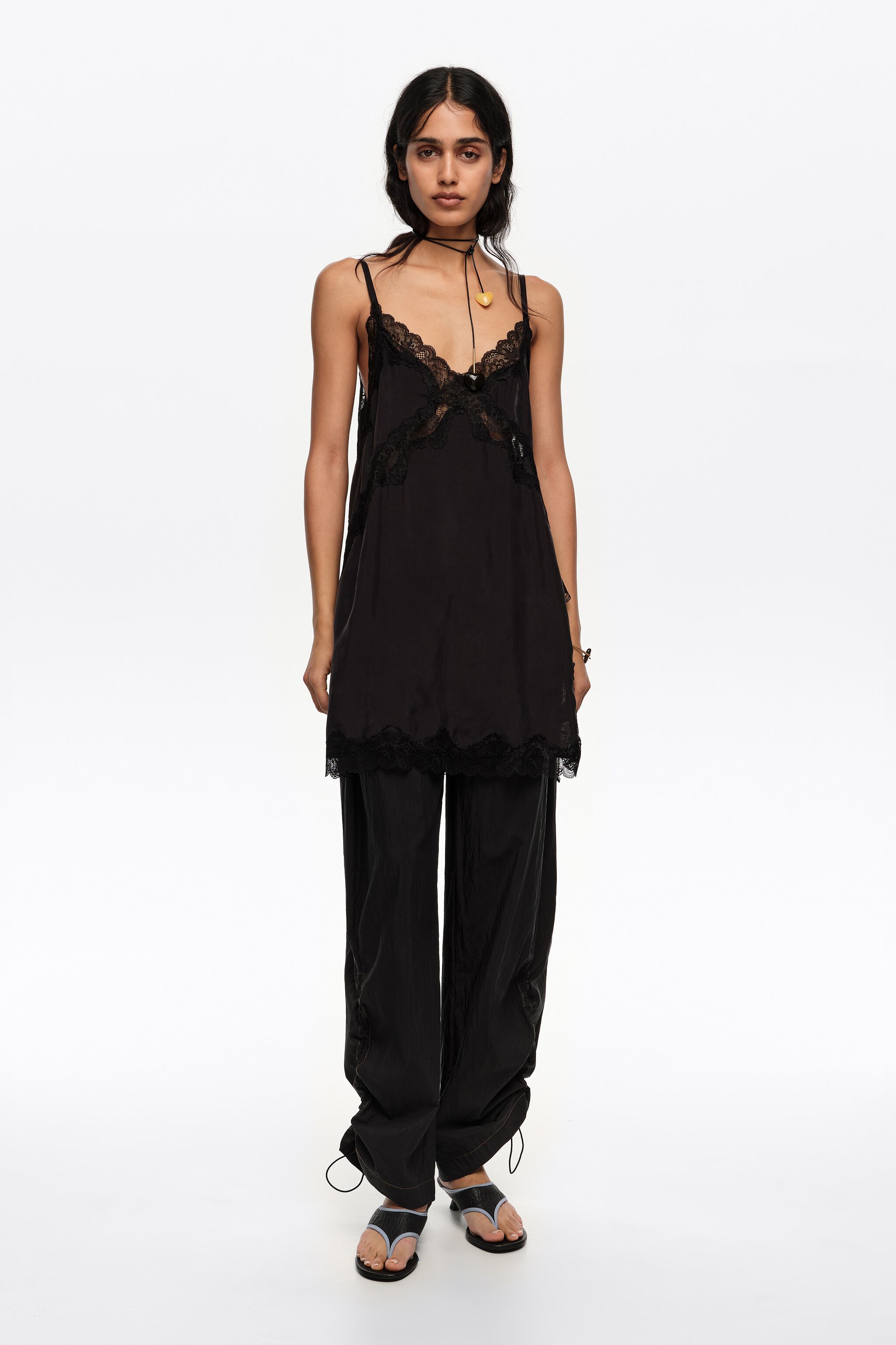 Black gathered jogger trousers