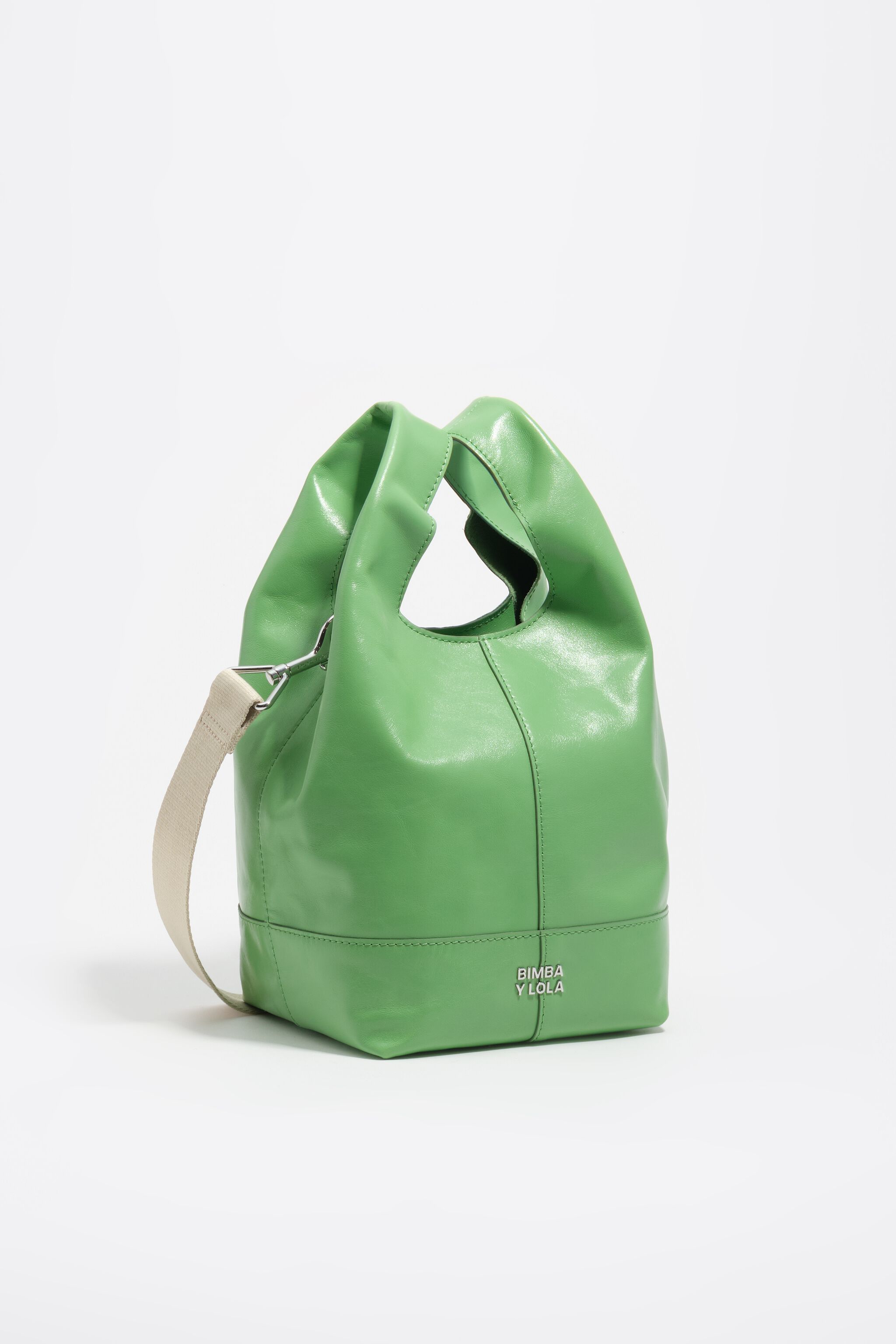 Medium emerald leather Paper bag